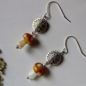 Mini Brown Mushroom Earrings