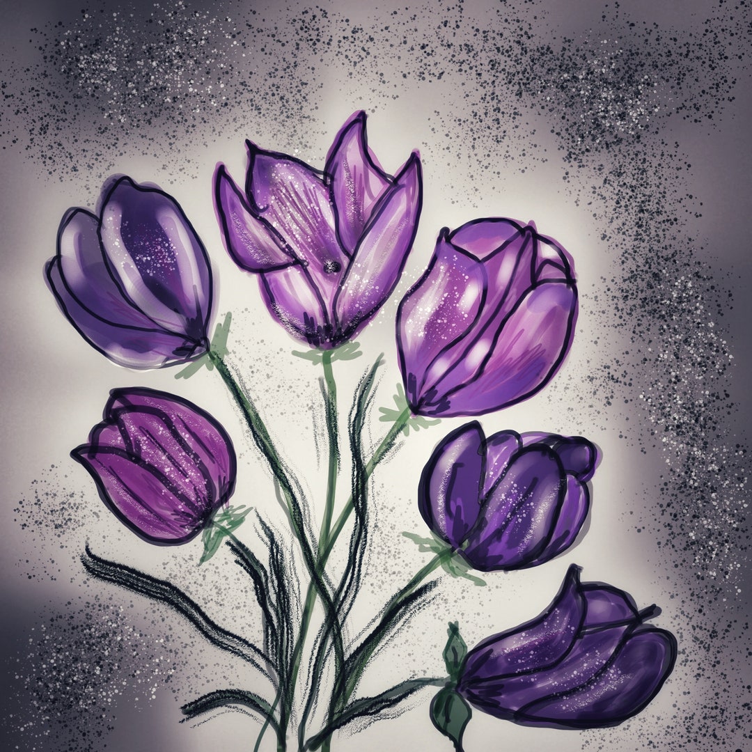 Printable Purple Flowers Spring Wall Art Floral Pillow Pattern Etsy