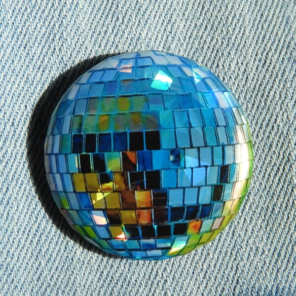 1.25" Holographic BUTTON Disco Ball PIN flair, retro button badge pin, disco ball pin, disco ball button, disco ball gift, disco ball badge