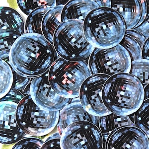 Pack of 60 - 1" Mini Silver Disco Ball Stickers HOLOGRAPHIC mini DISCO ball sticker pack, water resistant vinyl 1 inches disco ball gift