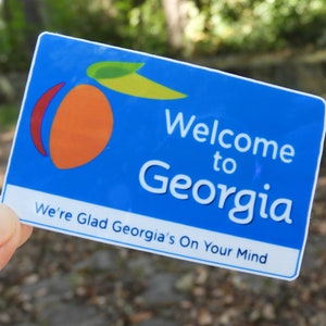 2" Sticker VINYL Georgia road sign STICKER water resistant vinyl 2 inches, Georgia sticker, State of Georgia sticker, travel sticker gift