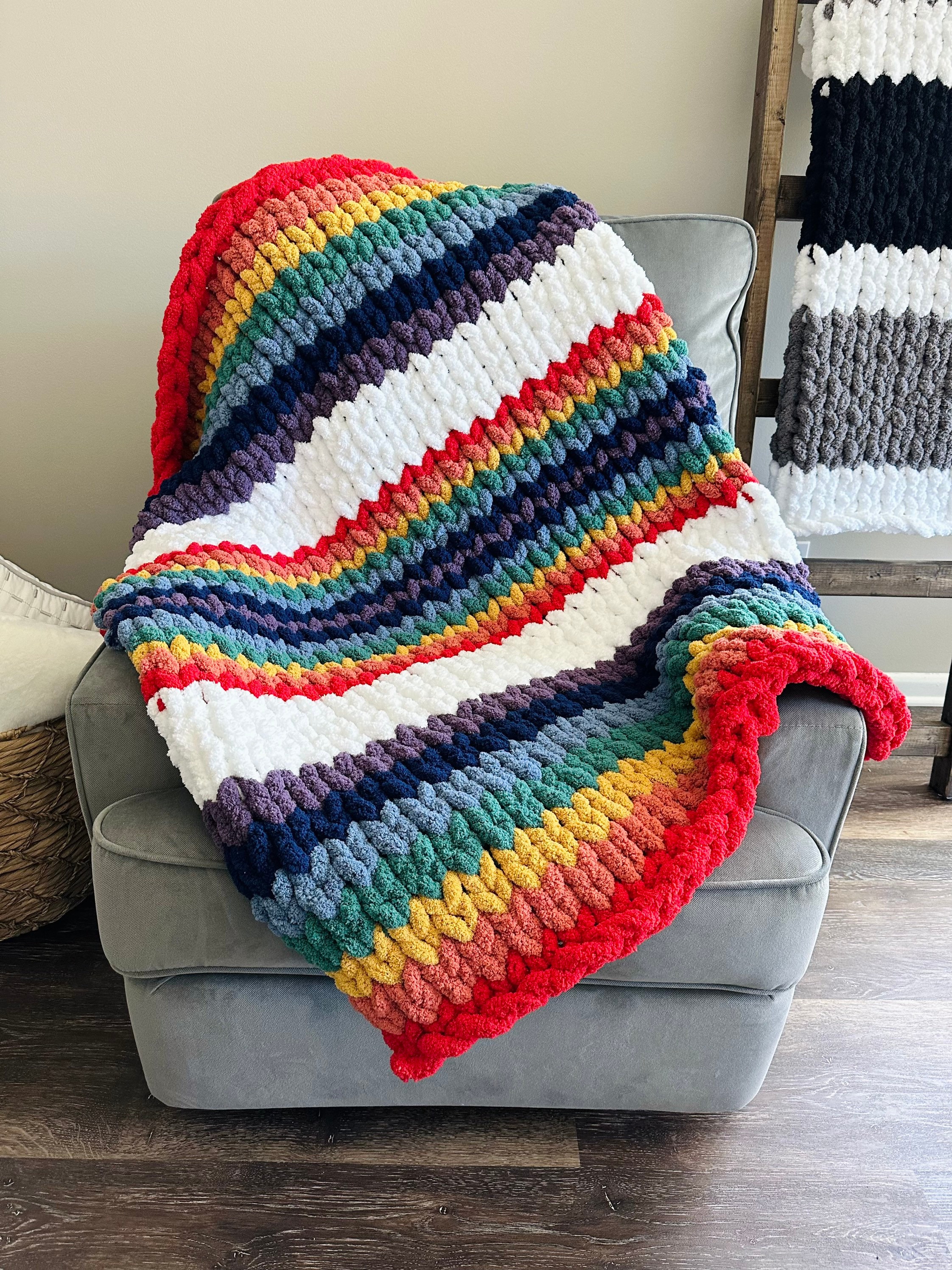 Chunky Knit Blanket Rainbow Blanket Giant Throw Pride Blanket Handmade Chunky Blanket Gay Pride Custom Blanket Lgbtq Present Etsy UK