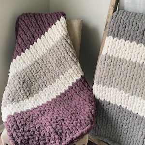 Handmade Chunky Knit Blanket, Cozy Blanket, Chunky Blanket, Knit Blanket, Chunky Knit Throw, Knitted Blanket, Chenille,Christmas Gift