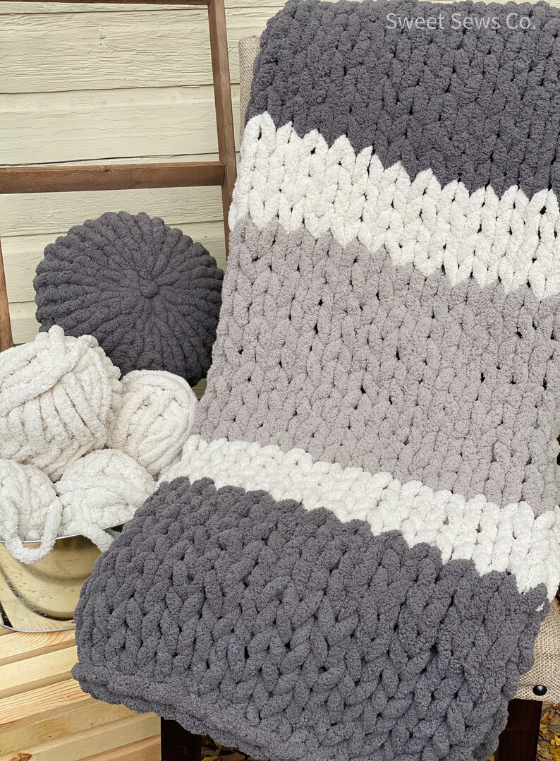 Chunky Knit Blanket Jumbo Chenille Blanket Chunky Chenille Etsy