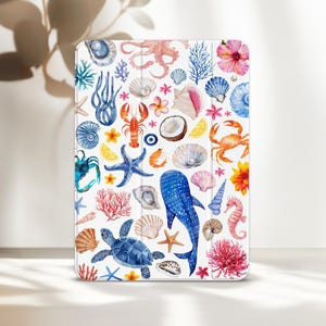 Coastal iPad A16 11 inch Case Cute iPad Pro 13&quot; 2025 2024 2020 iPad Air 5 Summer Cover 12.9 10.9 10.2 9.7 10th 9th 8th Mini 7 6 4 3 Seashell