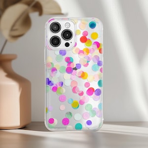 Confetti Case for iPhone 17 16e 15 14 13 Pro Max 12 Mini SE 11 Clear Cover Samsung S25 S24 S23 Ultra S22 Plus S21 S20 Pixel 10 9 8 7a 6 Cute image 2