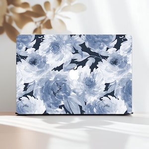 Peony MacBook Case Air 13 inch 15&quot; M4 M3 M2 M1 Floral Mac Book Pro 14 16 Hardshell Laptop Cover 2025 2024 2022 A3241 A2337 A2681 Navy Blue