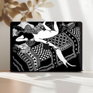 Laziness ヴィンテージアート MacBook Air 13インチ ハードケース M1 M2 M3 M4 かわいい猫 Mac Book Pro 14 15' 16" ブラックカバー 2024 2022 2020 A2337 女性用