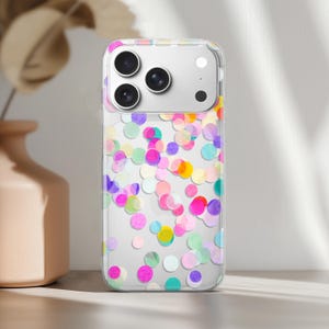 Confetti Case for iPhone 17 16e 15 14 13 Pro Max 12 Mini SE 11 Clear Cover Samsung S25 S24 S23 Ultra S22 Plus S21 S20 Pixel 10 9 8 7a 6 Cute image 4