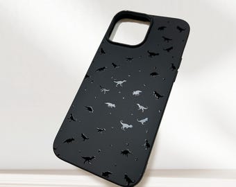 Dinosaur iPhone 16 Pro Max Case 15 14 Plus 13 Mini 12 11 SE Cute Matte Black Cover Samsung S25 S24 S23 Ultra S22 S21 S20 Pixel 9 8 7 Kawaii