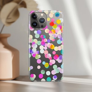 Confetti Case for iPhone 17 16e 15 14 13 Pro Max 12 Mini SE 11 Clear Cover Samsung S25 S24 S23 Ultra S22 Plus S21 S20 Pixel 10 9 8 7a 6 Cute image 7