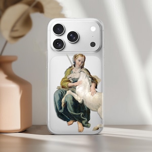 Medieval Unicorn Case for iPhone 17 16 15 Pro Max 14 Clear 13 TPU 12 Mini SE Horse Art Cover Samsung S24 S23 Ultra S25 Plus Fantasy Painting