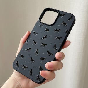 Horse iPhone 17 Pro Max Case 17e 16e 15 14 Plus 13 Mini 12 11 SE Cute Black Cover Samsung S25 S24 S23 Ultra S22 S21 Pixel 10 9 8 Equestrian