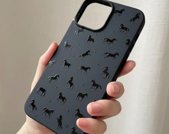 Horse iPhone 17 Pro Max Case 17e 16e 15 14 Plus 13 Mini 12 11 SE Cute Black Cover Samsung S25 S24 S23 Ultra S22 S21 Pixel 10 9 8 Equestrian