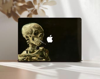 Etui Van Gogh Skeleton MacBook Pro 14 cali 16 M5 M4 M3 M2 M1 Art Air 15 13 Czarna twarda okładka 2026 2025 2019 A2991 A3434 Ciemne malowanie