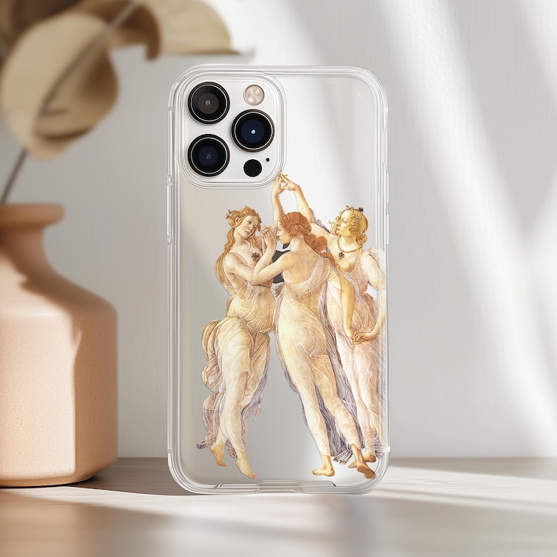 Three Graces Case for iPhone 17 Pro Max 16e 15 14 Plus 13 Mini 12 SE Painting Samsung S25 S24 S23 Ultra S22 S21 S20 Pixel 9 Renaissance Art image 1