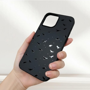 Dinosaurier iPhone 17 Air 16 Pro Max Case 15 14 Plus 13 Mini 12 11 SE Cute Matte Black Cover Samsung S25 S24 S23 Ultra S22 S20 Pixel 10 Kawaii