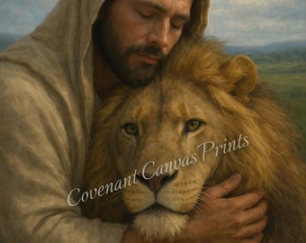 Jesus Lion of Judah Wall Art, Christian Faith Print, Religious Jesus Canvas Decor, Bible Inspired Wall Art, Instant Download