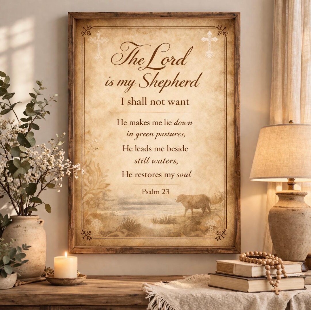 Psalm 23 Wall Art Printable, the Lord is My Shepherd Scripture ...