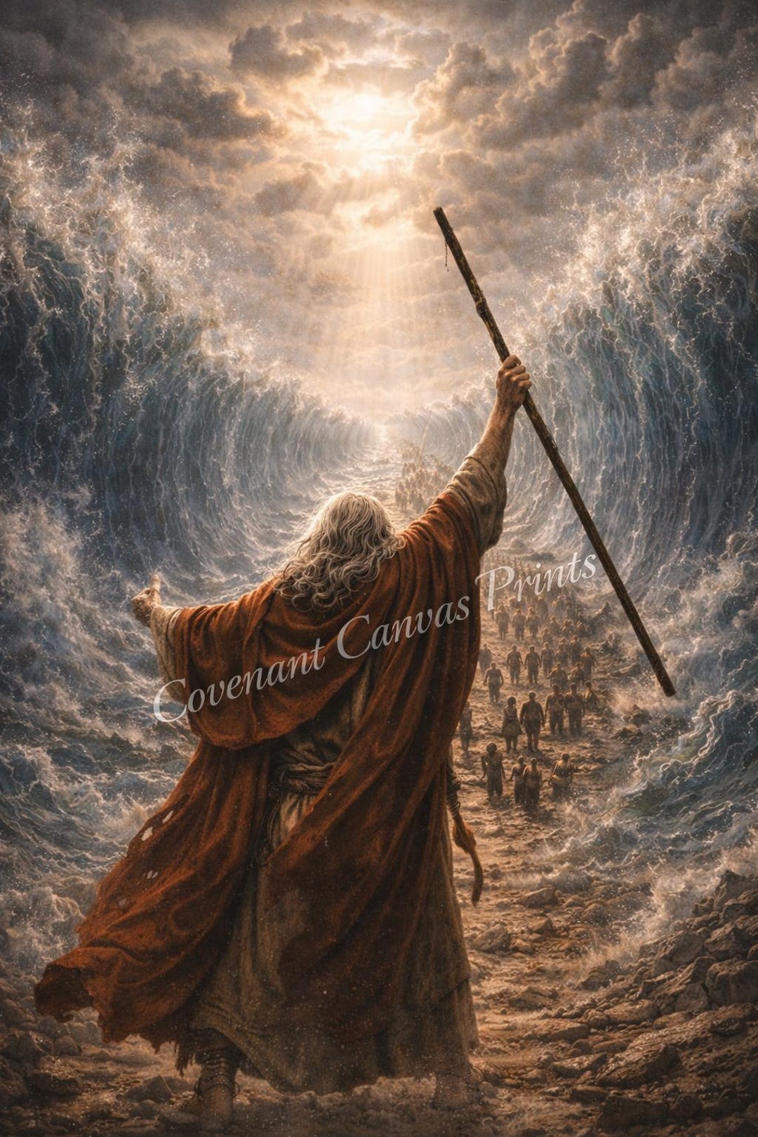 Moses Parting the Red Sea Wall Art Printable, Christian Faith Decor ...