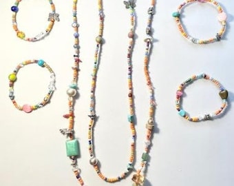 Boho Bohemian Style Color Beads Necklaces and Bracelets with Stones