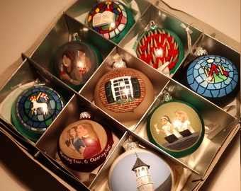 Moravian Christmas Ball Ornaments, Hand-painted, Glass or Shatterproof available, Colors may vary based on availability