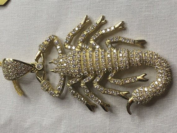 CZ Encrusted 10k Gold Scorpion Pendant