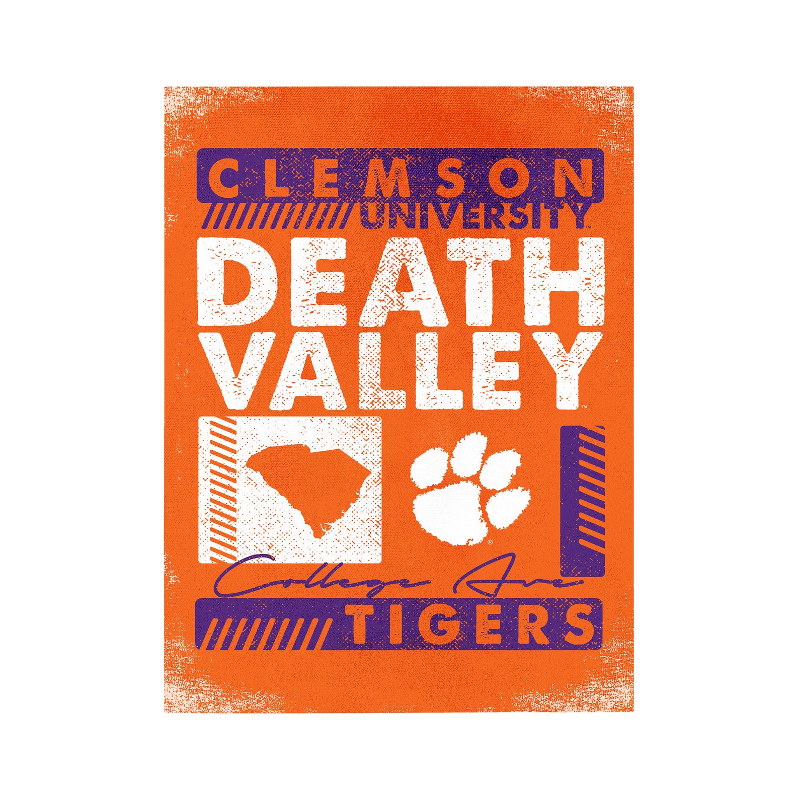NCAA Clemson Tigers Canvas Wall Art Slant Stripes Etsy