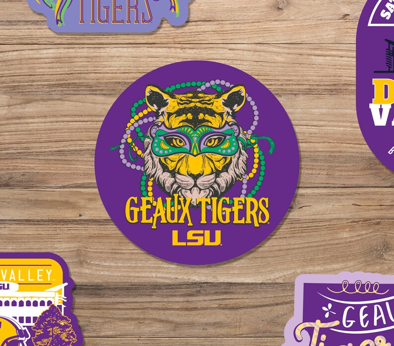 NCAA LSU Tigers 4 Vinyl Sticker Mardi Gras Tiger Etsy