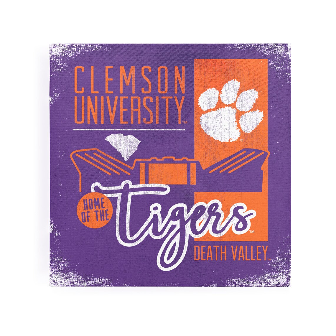 NCAA Clemson Tigers Canvas Wall Art Building Stripe Etsy
