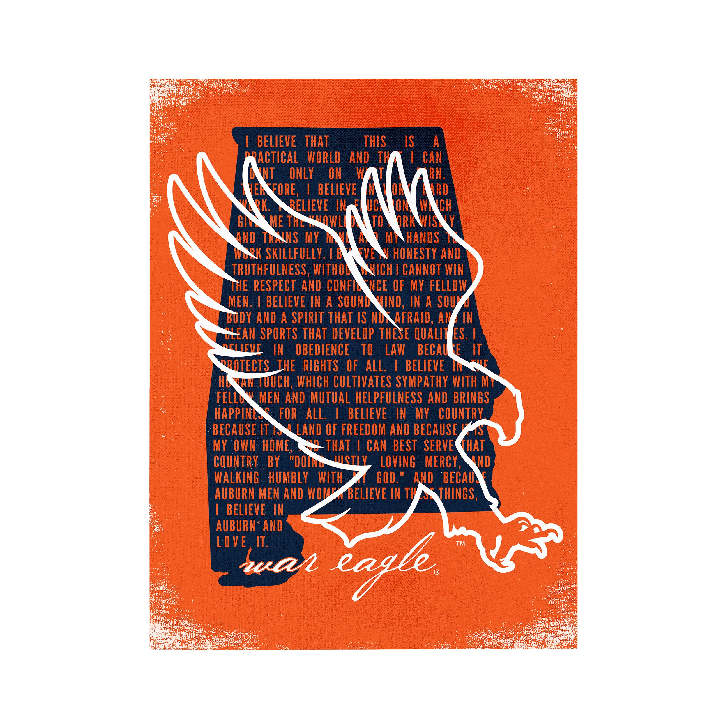 NCAA Auburn Tigers Canvas Wall Art Auburn Creed In State Etsy