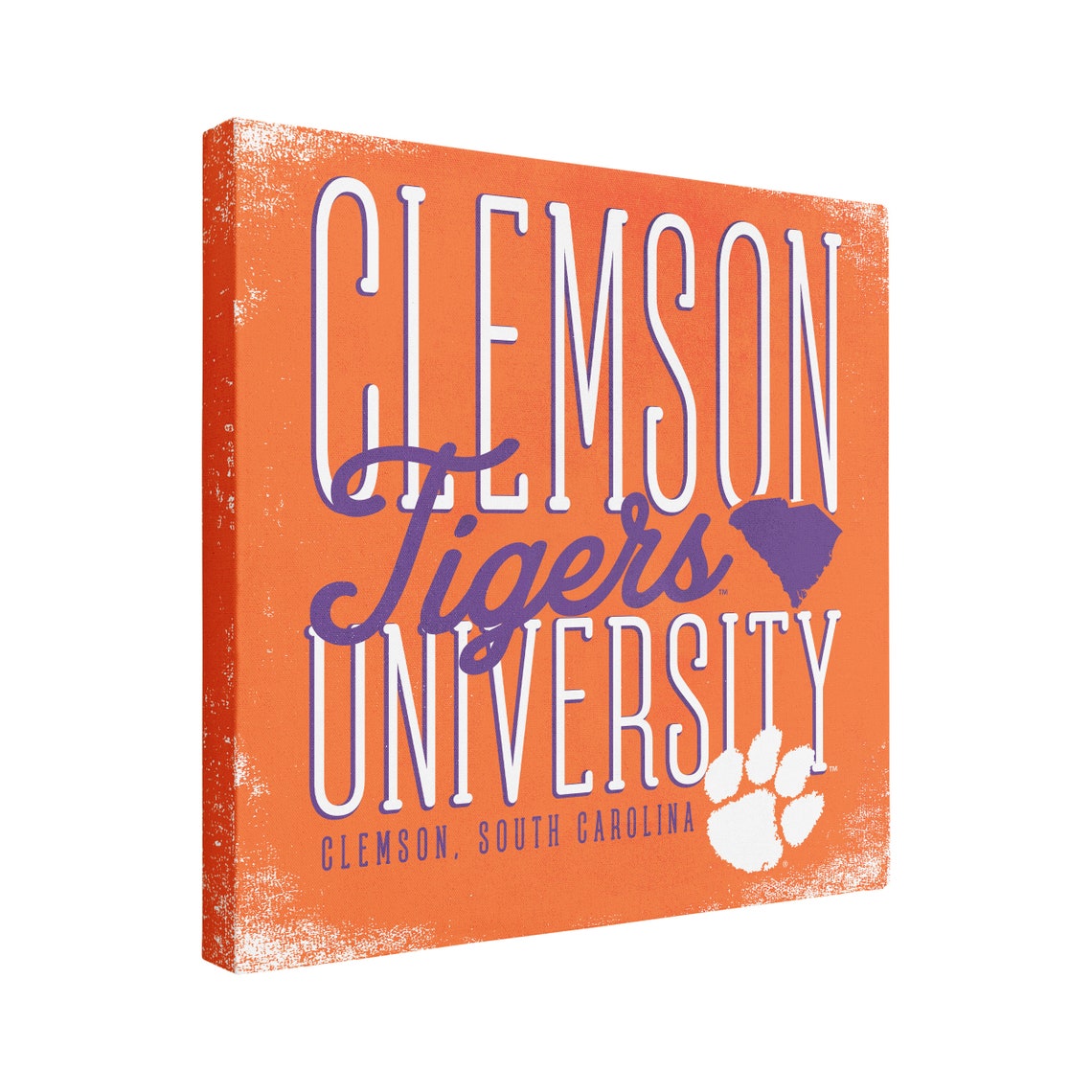 NCAA Clemson Tigers Canvas Wall Art Tall Type State Etsy