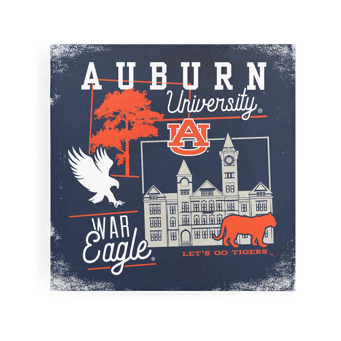 NCAA Auburn Tigers Canvas Wall Art Campus Blocks Etsy