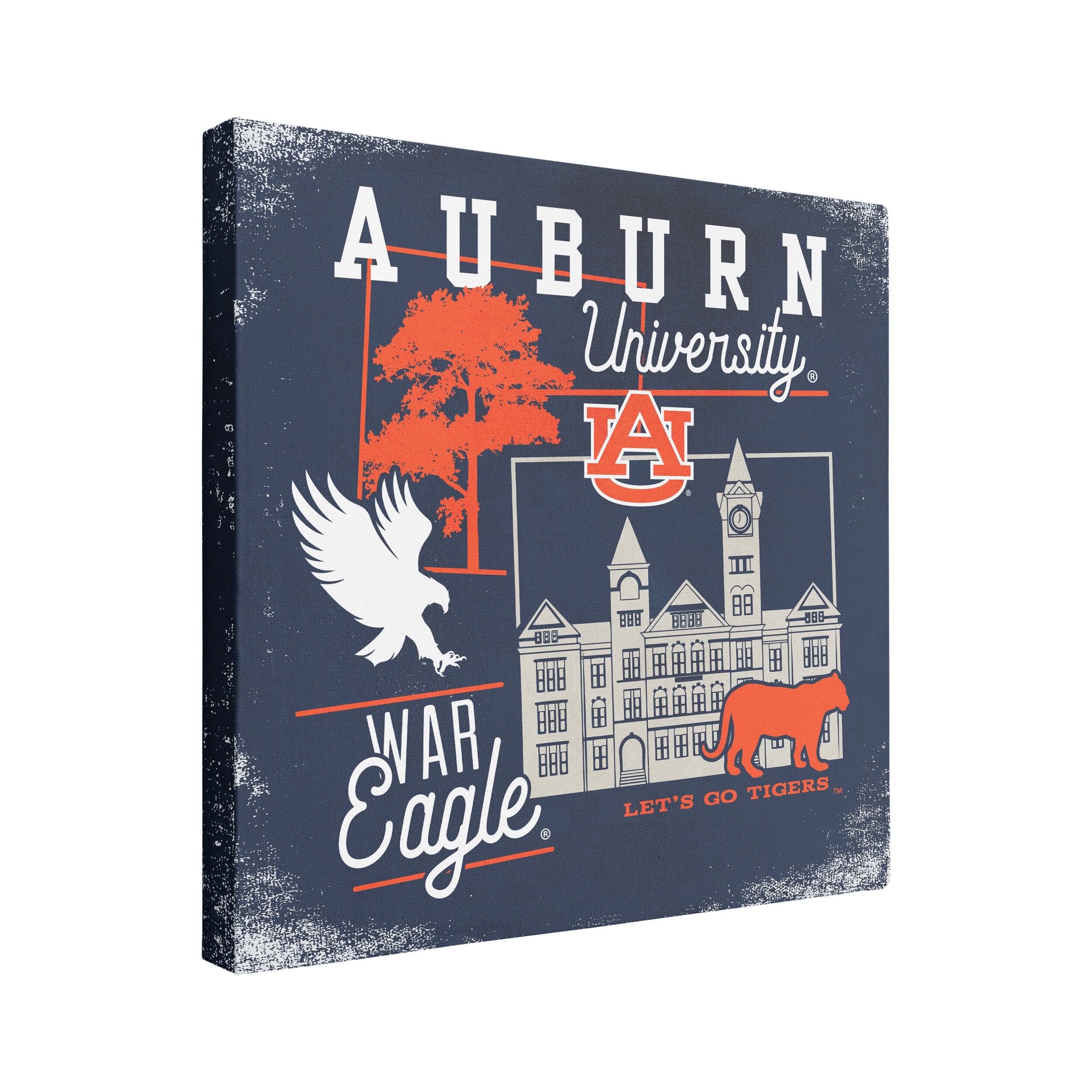 NCAA Auburn Tigers Canvas Wall Art Campus Blocks Etsy