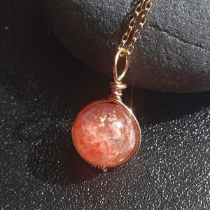 Sunstone pendant necklace, Gold filled crystal necklace, Minimalist gemstone silver necklace