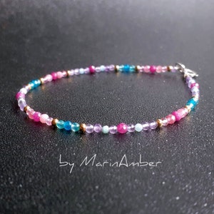 Multi gemstone rainbow bracelet with Ruby, Amethyst & Aventurine