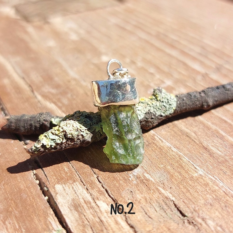 Moldavite pendant necklace, Genuine Czech certified moldavite pendant No. 2