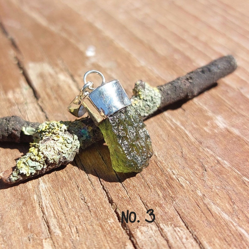 Moldavite pendant necklace, Genuine Czech certified moldavite pendant No. 3