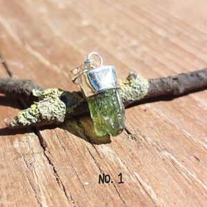 Moldavite pendant necklace, Genuine Czech certified moldavite pendant No. 1