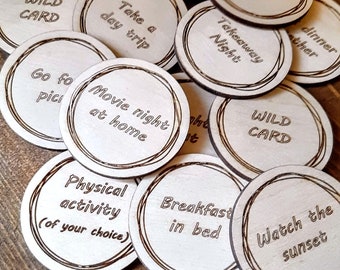 Personalised Date Tokens Game / Gift for Her / Gift for Him /  Gift for a couple