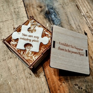 Mi pieza que falta en preciosa caja de madera personalizada, Pieza de Puzzle. Regalo de San Valentín, Aniversario, Un gran regalo para sus seres queridos.