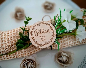 Wedding place settings /personalised / wooden / rustic/ hexagonal