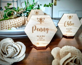Bee themed wooden place settings