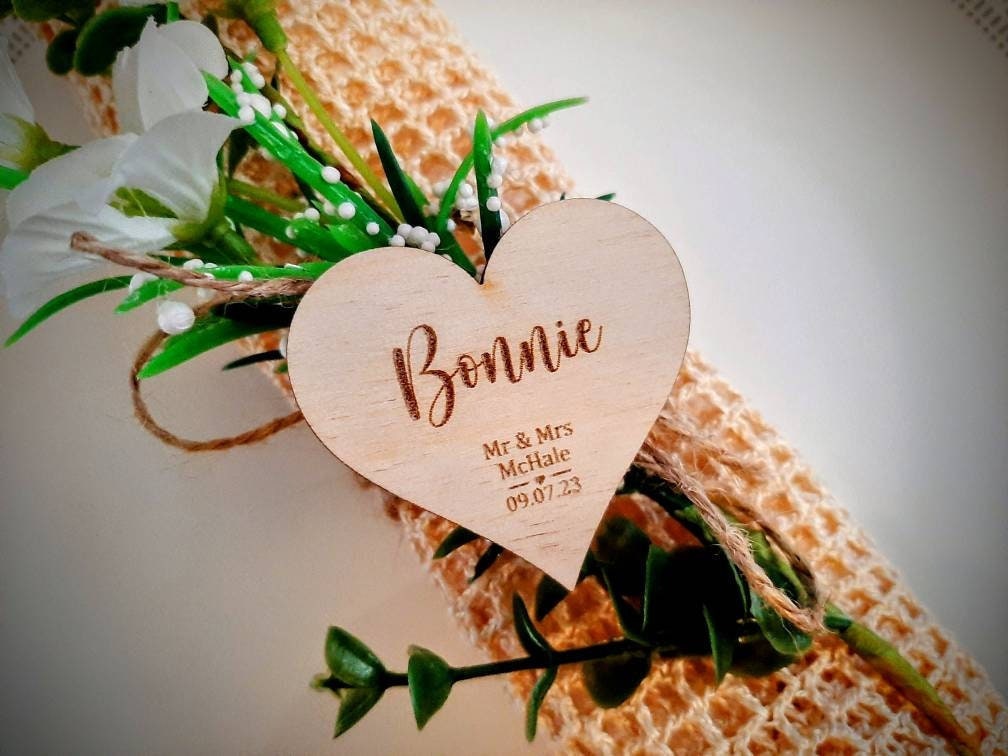 Wedding place settings/ bee/ personalised / wooden / rustic/ hexagonal