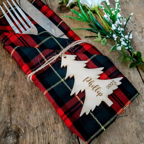 Wooden Christmas Tree, Personalised, Christmas place settings. Table decor