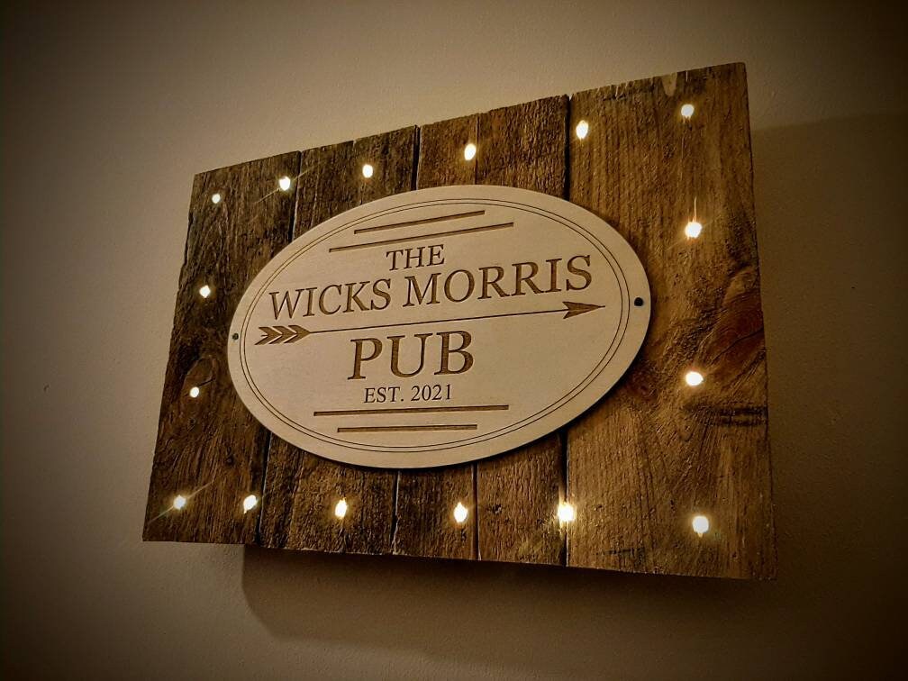 Bespoke Personalised Light up Sign Made From Reclaimed Wood Etsy UK