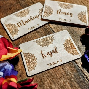 Bruiloft plaatsnamen/gepersonaliseerd/naamkaartjes/mandala
