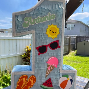 Summer Pool Party Pinata Beach Birthday Spring Summer Celebration Gift (Numbers available 1-9) Piñatas