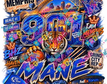 901 Mane Memphis Design: Vibrant City Art (Digital Download)