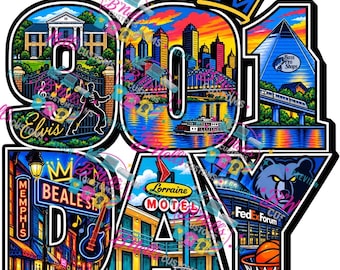 Memphis 901 Day Design: Elvis, Beale St, Lorraine Motel (Digital Download)